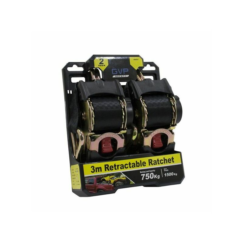 Retractable lashing with Double J-hook LC750, set 2 pcs.