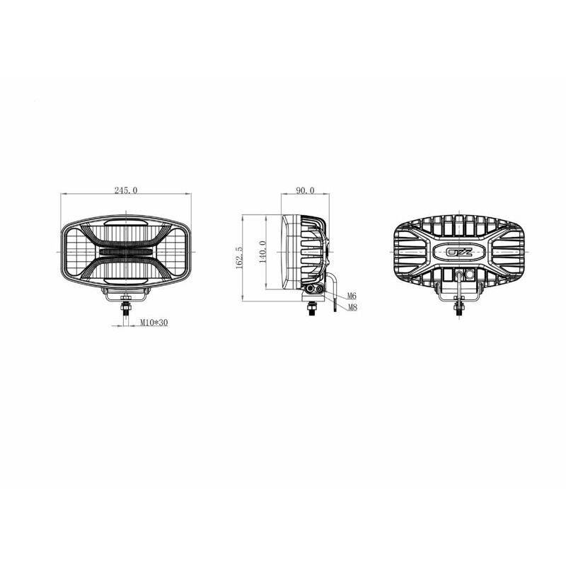 Auxiliary driving lamp OZZ X01 P Oval Black